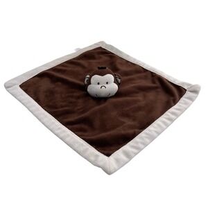 Tiddliwinks Monkey Security Blanket Brown Cream Plush Lovey Stuffed Animal 14x14